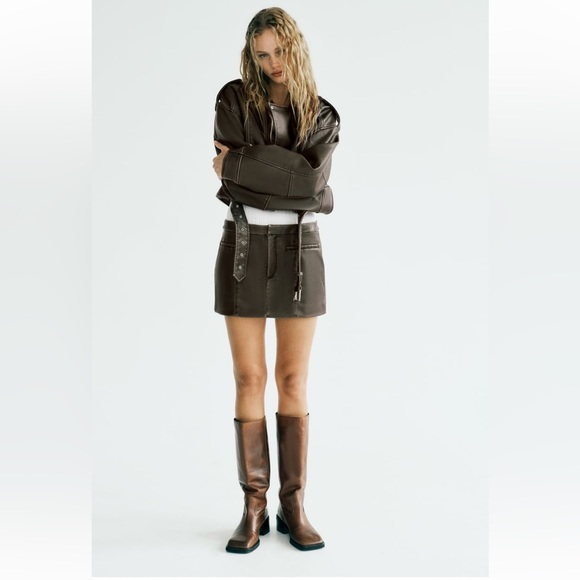 Zara Dresses & Skirts - Zara Faux Leather Pocket Skirt